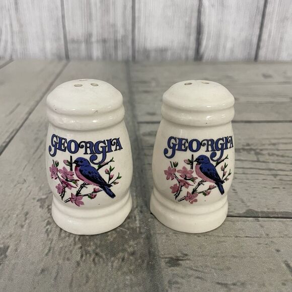 VTG State of Georgia Bird Salt And Pepper Ceramic Novelty Shaker Set - Picture 1 of 5